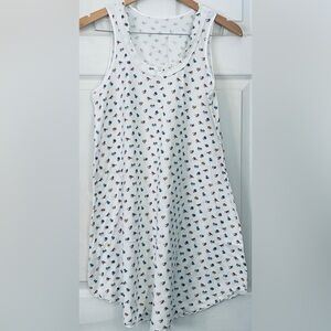 White Sleeveless Sleepwear with Floral Print